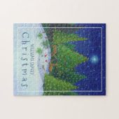 Weihnachtsmann-Rentiere Woodland-Tiere Familiennam Puzzle (Horizontal)