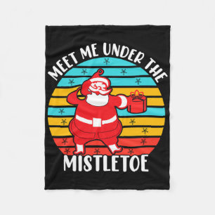 Weihnachtsmann Retro Mistelzweig Fleecedecke