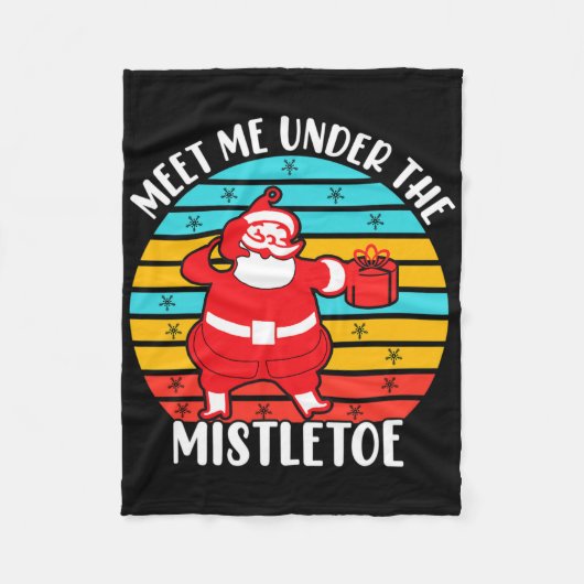 Weihnachtsmann Retro Mistelzweig Fleecedecke (Vorderseite)