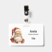 Weihnachtsmann Retro Weihnachten Ausweis (Vorderseite mit Clip)