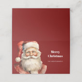 Weihnachtsmann Retro Weihnachten Platzkarte (Außenseite Aufgefaltet)