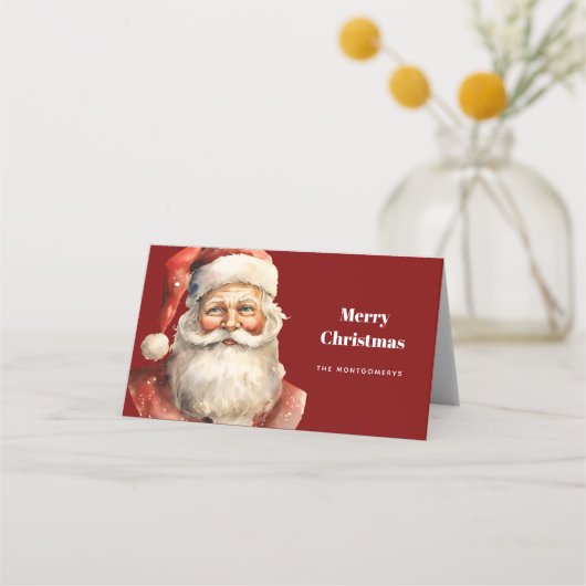 Weihnachtsmann Retro Weihnachten Platzkarte (Vorderseite)
