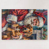 Weihnachtsmann Rhodesian Ridgeback Weihnachtskunst Puzzle (Horizontal)