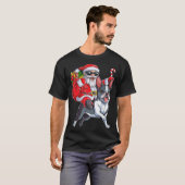 Weihnachtsmann Riding Boston Terrier Xmas B T-Shirt (Vorne ganz)
