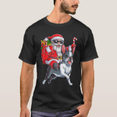 Weihnachtsmann Riding Boston Terrier Xmas B T-Shirt (Vorderseite)