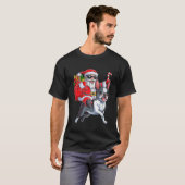Weihnachtsmann Riding Boston Terrier Xmas B T-Shirt (Vorne ganz)
