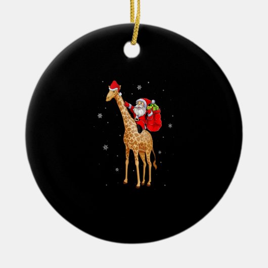 Weihnachtsmann Riding Giraffe Weihnachten für Kind Keramik Ornament (Vorne)