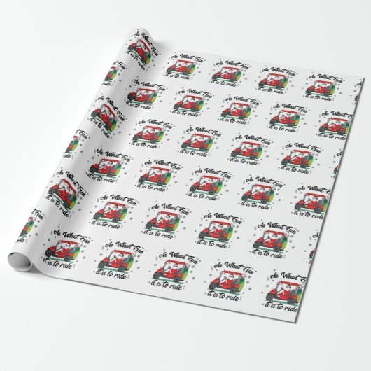 Weihnachtsmann-Riding Golf Cart Geschenkpapier (Ungerollt)
