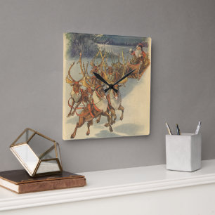 Weihnachtsmann Ristorante da Valentino Quadratische Wanduhr