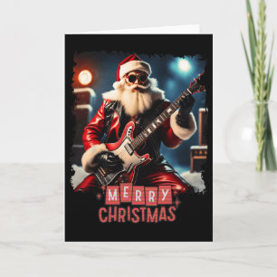Weihnachtsmann Rock Gitarre Frohe Weihnachten  Karte