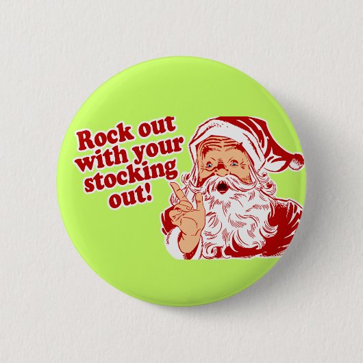 Weihnachtsmann Rock Out Button (Vorderseite)