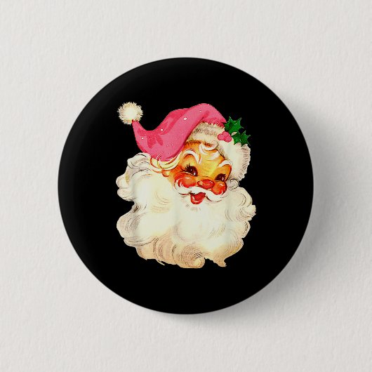 Weihnachtsmann Rosa Weihnachtsgesicht Alt Xmas Vin Button (Vorderseite)