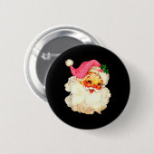 Weihnachtsmann Rosa Weihnachtsgesicht Alt Xmas Vin Button (Vorne & Hinten)