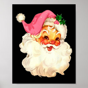 Weihnachtsmann Rosa Weihnachtsgesicht Alt Xmas Vin Poster