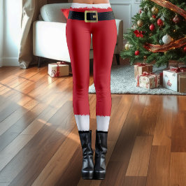 Weihnachtsmann Rot & Weiß Pelz Schwarze Stiefel We Leggings