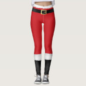 Weihnachtsmann Rot & Weiß Pelz Schwarze Stiefel We Leggings (Vorderseite)