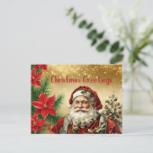 Weihnachtsmann, Rote Poinsettia Feiertagspostkarte (Stehend Vorderseite)