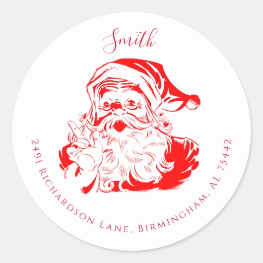 Weihnachtsmann-Rücksendeadresse Feiertag Runder Aufkleber (Vorderseite)