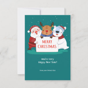 Weihnachtsmann Rudolf und Teddy Weihnachtskarte Einladung