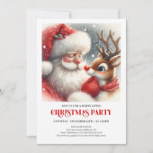 Weihnachtsmann Rudolph Winterparty Feier Einladung (Vorderseite)