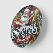 Weihnachtsmann Runde Wanduhr (Winkel)
