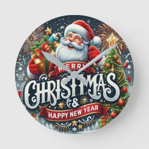 Weihnachtsmann Runde Wanduhr