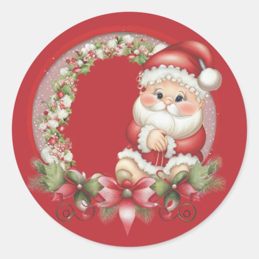 Weihnachtsmann Runder Aufkleber (Vorderseite)