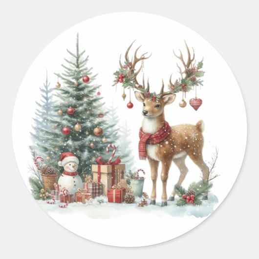 Weihnachtsmann Runder Aufkleber (Vorderseite)