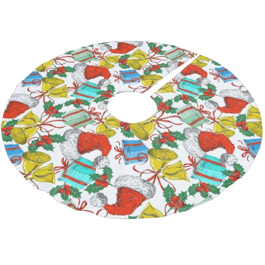 Weihnachtsmann-Sammlung Polyester Weihnachtsbaumdecke (Schrägansicht)