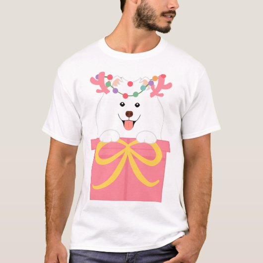 Weihnachtsmann Samoyed in einer Geschenkboxen T-Shirt (Vorderseite)