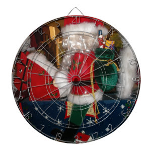 Weihnachtsmann Santa auf einem Pferd mit Schnee-Ku Dartscheibe