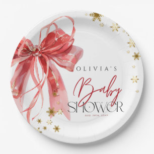Weihnachtsmann Santa Baby Rot und Gold Babyparty Pappteller