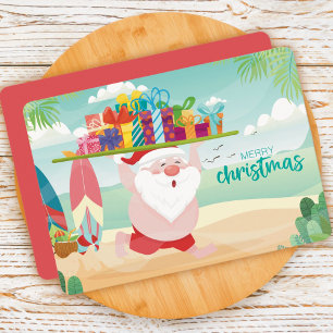 Weihnachtsmann Santa Claus am Strand Karte