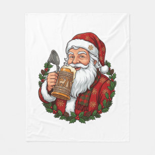 Weihnachtsmann Santa Claus hält Bierglas Fleecedecke