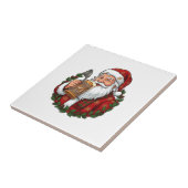 Weihnachtsmann Santa Claus hält Bierglas Fliese (Seite)