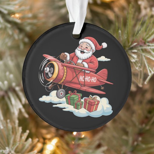 Weihnachtsmann Santa Claus Pilot Fliegendes Flugze Ornament (Baum)