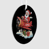 Weihnachtsmann Santa Claus Pilot Fliegendes Flugze Ornament (Vorderseite)