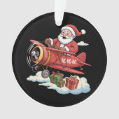Weihnachtsmann Santa Claus Pilot Fliegendes Flugze Ornament (Vorderseite)