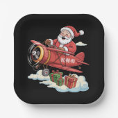 Weihnachtsmann Santa Claus Pilot Fliegendes Flugze Pappteller (Vorderseite)