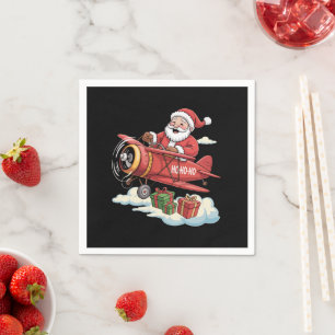 Weihnachtsmann Santa Claus Pilot Fliegendes Flugze Serviette