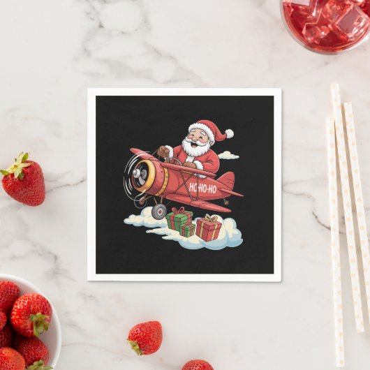 Weihnachtsmann Santa Claus Pilot Fliegendes Flugze Serviette (Beispiel)