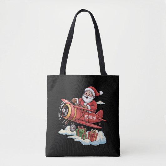 Weihnachtsmann Santa Claus Pilot Fliegendes Flugze Tasche (Vorderseite)
