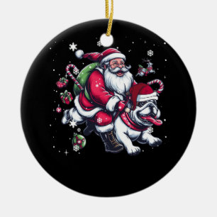 Weihnachtsmann Santa Claus reitet auf einer englis Keramik Ornament