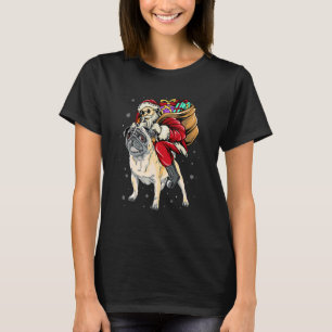 Weihnachtsmann Santa Claus reitet Pug Xmas Jungen T-Shirt
