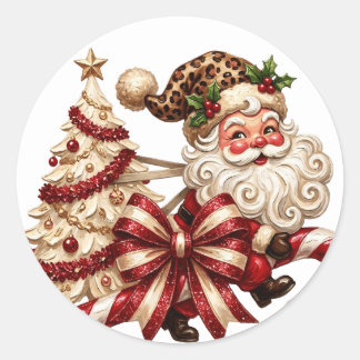 Weihnachtsmann Santa Claus Runder Aufkleber