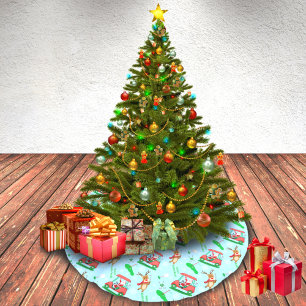 Weihnachtsmann Santa Golfen mit Rentier-Muster Polyester Weihnachtsbaumdecke