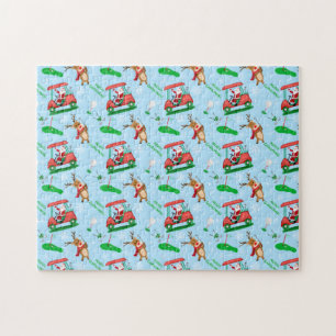 Weihnachtsmann Santa Golfspielen mit Rentier Muste Puzzle