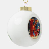 Weihnachtsmann Santa Personalisierter Anfangsbuchs Keramik Kugel-Ornament (Links)