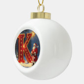 Weihnachtsmann Santa Personalisierter Anfangsbuchs Keramik Kugel-Ornament (Rechts)
