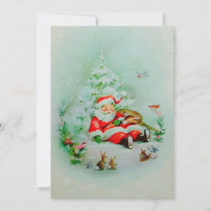 Weihnachtsmann Santa schlafend im Vintage Stil Feiertagskarte